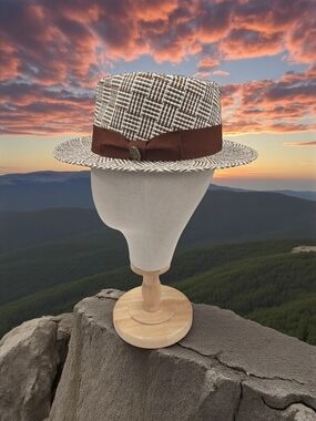 STEVEN LAND MENS "LUCIA"  SPICE- WHITE FEDORA CRUSHABLE FEDORA HAT. SH-112.